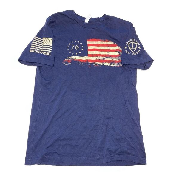 NEW Nine Line Men's T-Shirt Thomas Jefferson Quote 1776 Flag Men's L Blue - Picture 1 of 4
